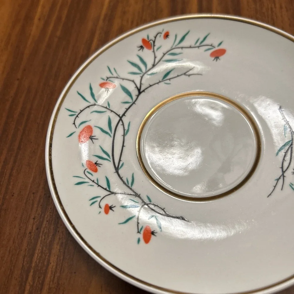 Oriental Orange Flowers Small Saucer‎ Plate USSR